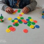 Jogo de montagem com peças em formato de flores